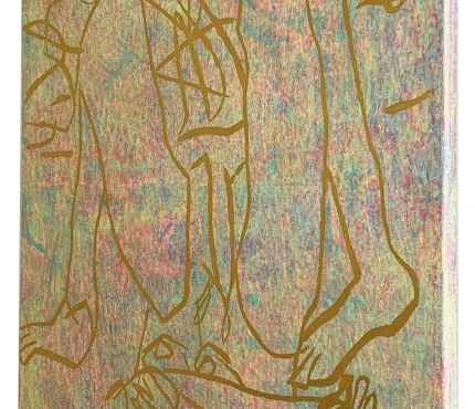 Hommage à Baselitz, Acryl u. Gold a. Lwd, 70x100 cm