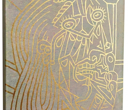 Hommage à Picasso2, Acryl u. Gold a. Lwd, 50x70 cm