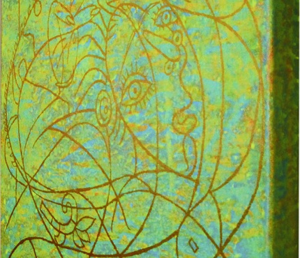 Hommage à Picasso3,  Acryl u. Gold a. Lwd, 50x50 cm