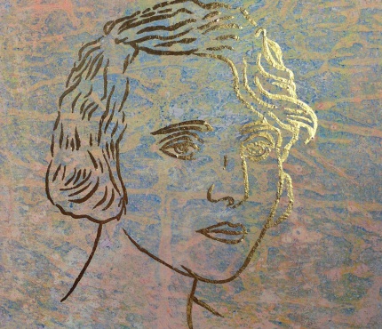 Mutter, Acryl u. Gold a. Lwd, 50x50 cm